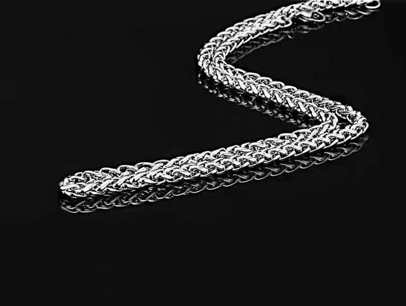 Men's Titanium Steel Box Chain Necklace Flat Snake Chain Keel Chain Water Wave Chain Stainless Steel Clavicle Chain Jewelry Gift