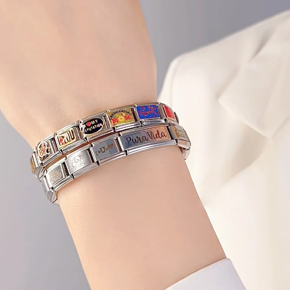 Charms Hapiship Top Top 9mm Width Original Daisy MOM Dream Love Italian Charm Bracelet Stainless Steel Jewelry Making DJ060 231109