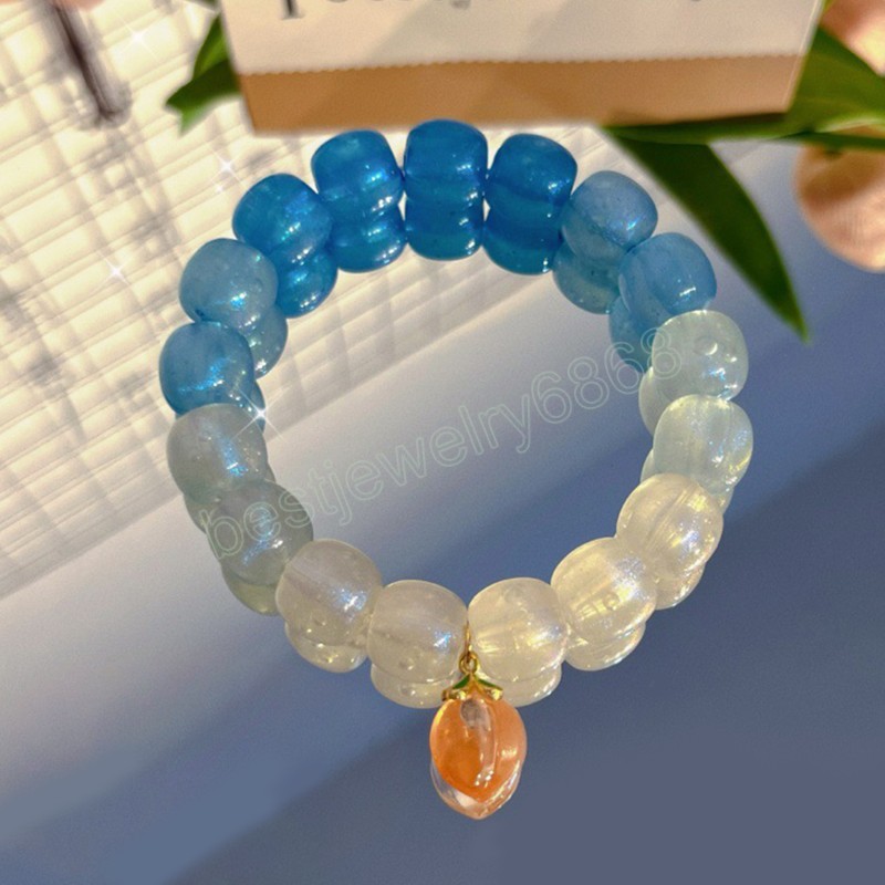 Fashion Gradient Glowing Beads Bangle Bracelet Luminous Noctilucent Beaded Bracelet Glow In Thr Dark Women Birthday Party Gift