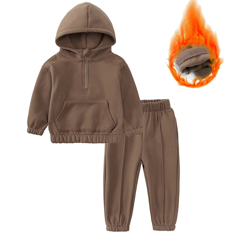 Clothing Sets Children's clothing autumn and winter children's fleece long sleeved set 0-6 year old baby hooded sweater sports two-piece s 2