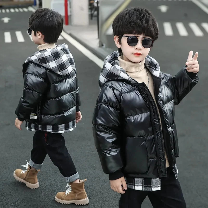 Jackets Children's Padded Jacket Boys Down Padded Jacket Kids Winter Hooded Jacket Teenage Boys Thick Coat 231109