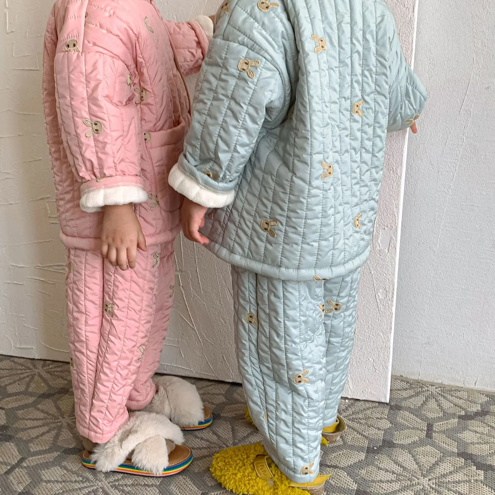 Pajamas Winter Cute Cartoon Kids Pajama Sets Children Thicken Homewear Pajamsa Boy Girl Long Sleeve TopsPants 2pcs Cotton Jacket Set 231108