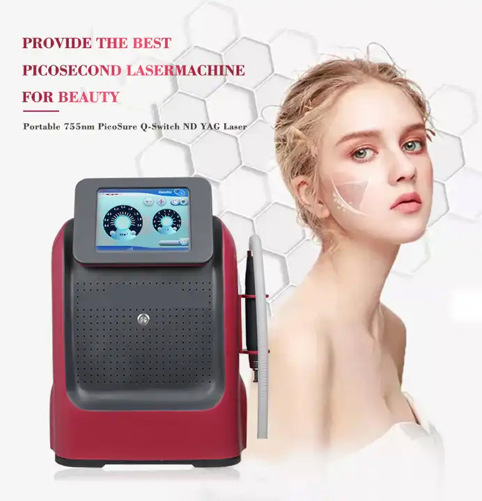Multifunctional Nd Yag Picosecond Laser Tattoo Remove Eyebrow Eyeline Washing Skin Cleaning Oil Reduce Device with 532nm 755nm 1064nm 1320nm 4 Changea