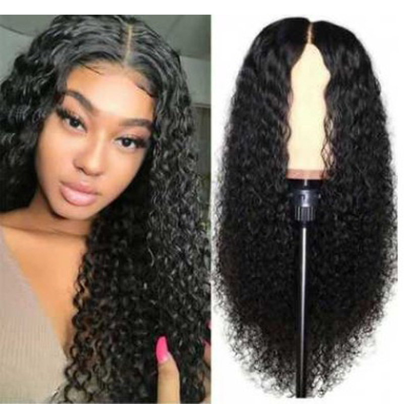 Sythetic Hair Wigs Corn Perm Long Curly Hair Small Curly African Wig Black 1B Color High Temparature Fiber