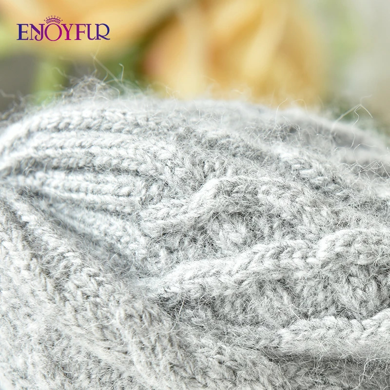 BeanieSkull Caps ENJOYFUR Women Autumn Winter Hats Elastic Knitted Wool Cotton Gorro Solid Multicolors Beanies Cap Highend Cute Casual 231109