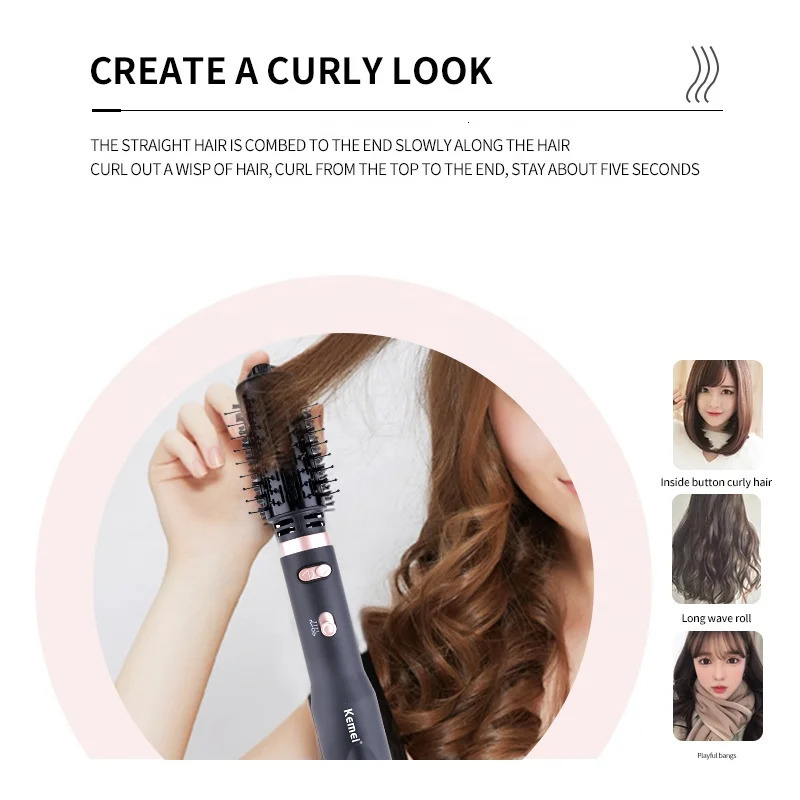 Curling Irons 2in1 rotary Air Spin Brush Kit for Styling and Frizz Control Hair Dryer Brush 2 Detachable Auto-Rotating Curling Brush 231109