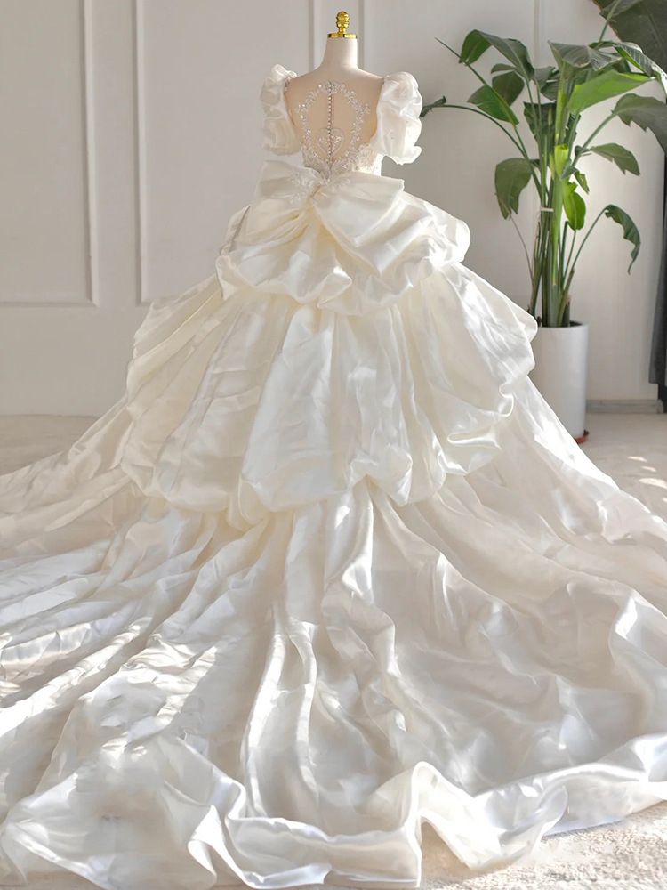 Ball Gown Wedding Dresses flower beaded Sheer crystal Neck Crystal Beaded Appliqued Bridal Gowns lace stain sequined designer Vestido De Novias