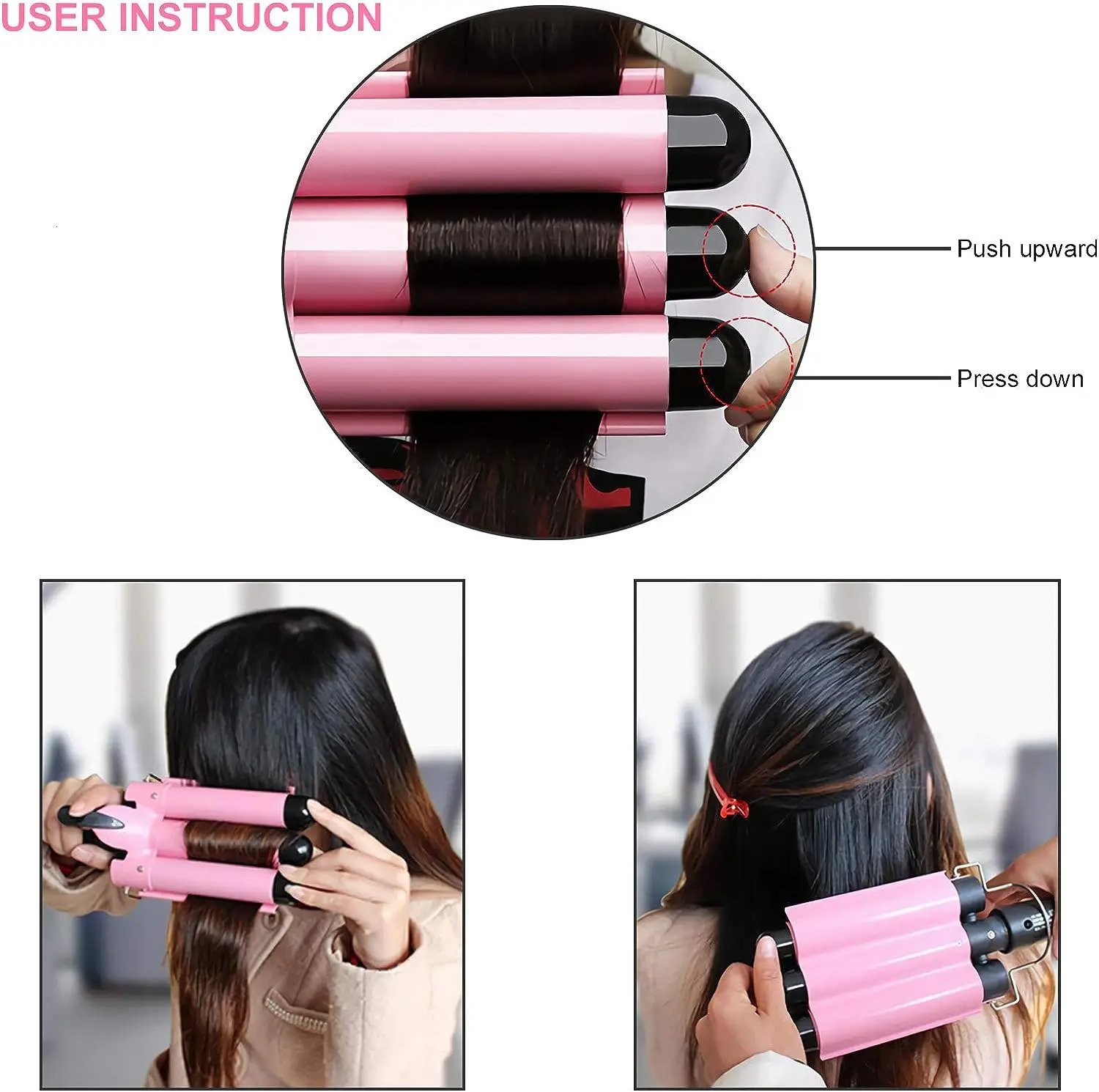 Curling Irons 3 Barrel Curling Iron Hair Crimper Portable Temperature Adjustable Ceramic Wave Iron Wand Curler DIY Curly Hair Stylin 231109