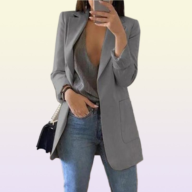 Women039s Suits Blazers Women Slim Blazer Jacket Outwear Long Sleeve Career Formal Business Coat Casual Womens Tops