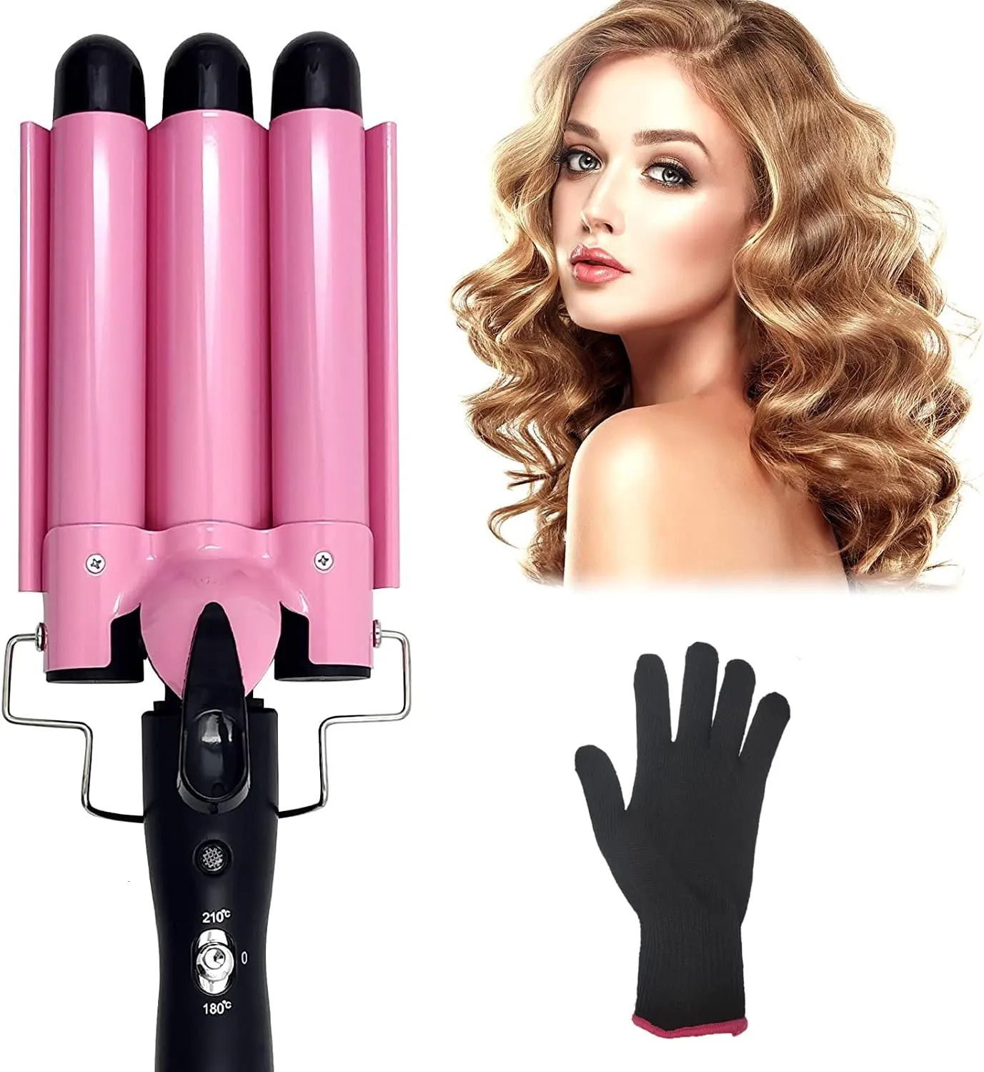 Curling Irons 3 Barrel Curling Iron Hair Crimper Portable Temperature Adjustable Ceramic Wave Iron Wand Curler DIY Curly Hair Stylin 231109