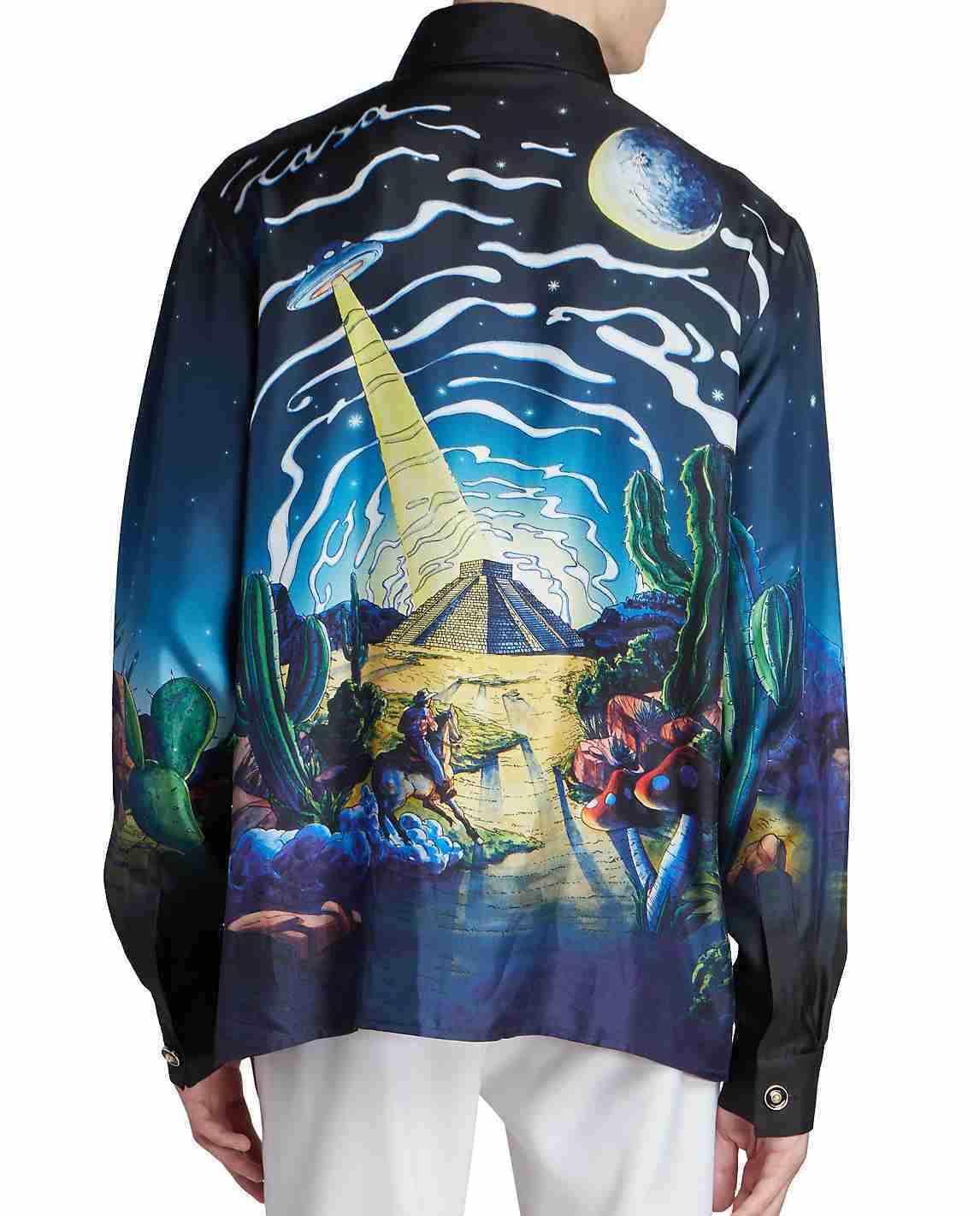 Casablanca Designer Shirt 23ss Science Fiction Night Scenery the White Twill Silk Long-sleeved Shirt for Men and Women Casablanc, Black2
Casablanca Designer Shirt 23ss Science Fiction Night Scenery the White Twill Silk Long-sleeved Shirt for Men and Women Casablanc, Black2