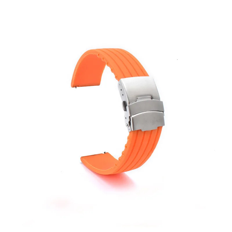 Watch Bands Sport Silicone Strap 18mm 20mm 22mm 24mm Band Folding Metal Buckle Waterproof Rubber Replace Watch Bracelet Watchbands 231109