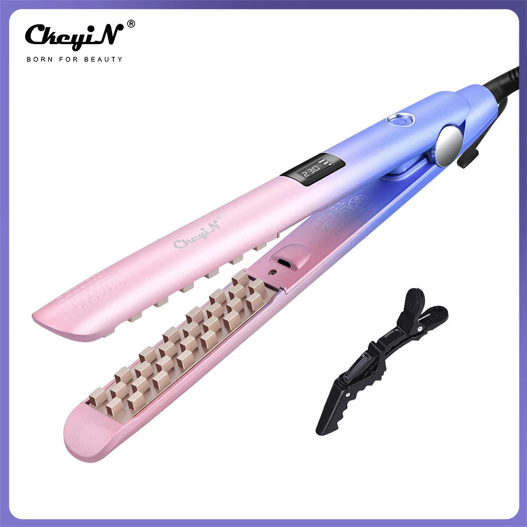 Curling Irons CkeyiN Mini Volumizer Crimper Hair Curling Iron Ceramic 3D Fluffy Curler Corrugated Flat Iron Fast Heating Digital Styling Tools 231109