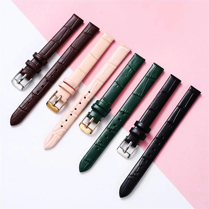 Watch Bands Real Animal Skin Leather Watch strap 8mm 10mm 12mm 14mm 16mm 18mm 20mm Cowhide Watch Band For Women Lolarose JULIUS with tools 231109