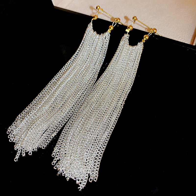 Long Tassel Earrings For Bridal New Fashion Trend Female Jewelry Sliver Eearring Wedding Party Accessories