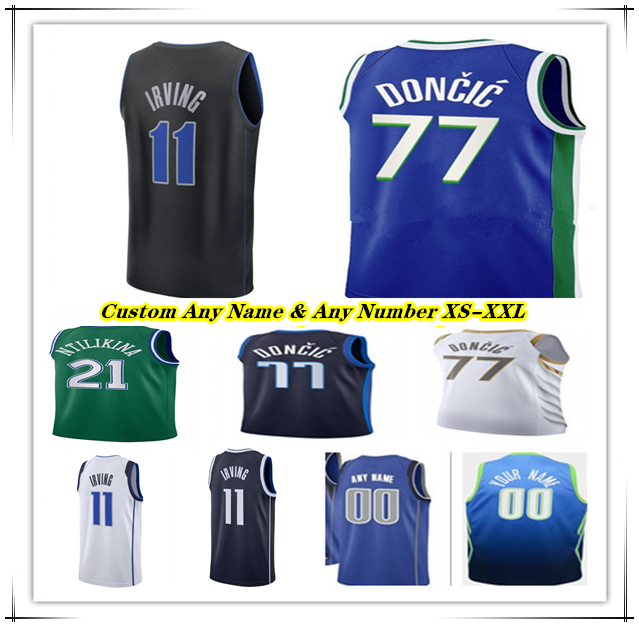 Printed Luka Doncic Kyrie Irving Mavs Basketball Jersey Tim Hardaway Jr. Grant Williams Dereck Lively II Josh Green Dirk Nowitzki Derrick Jones Christian Wood Kids