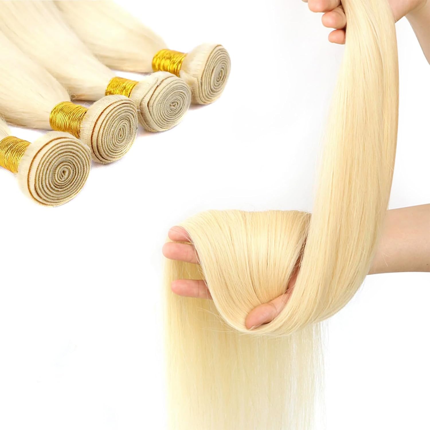 613 Blonde Brazilian Straight Human Hair Weaves Full Head 3pcs/lot Double Wefts Remy Hair Extensions