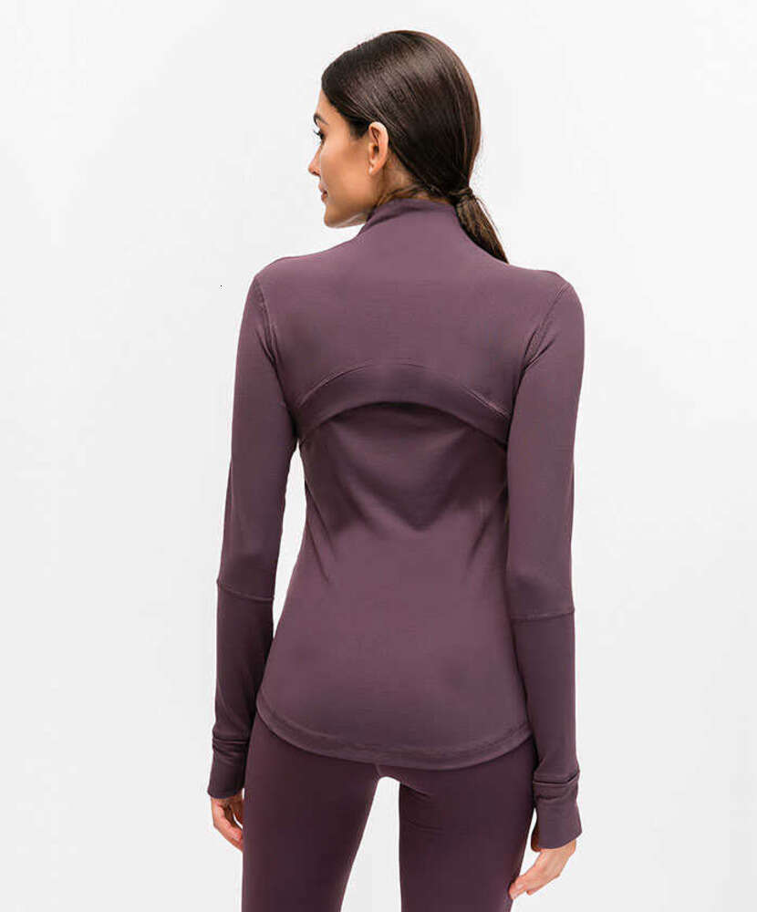 L-78 Autumn Winter New Zipper Jacket Quick-Drying Yoga Clothes Long-Sleeve Thumb Hole Training Running Women Slim Fitness Coat Wear yoga clothesv