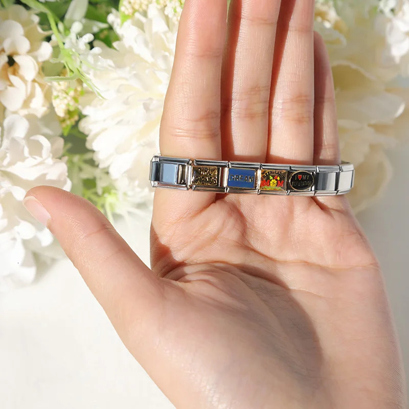 Charms Hapiship Top Top 9mm Width Original Daisy MOM Dream Love Italian Charm Bracelet Stainless Steel Jewelry Making DJ060 231109