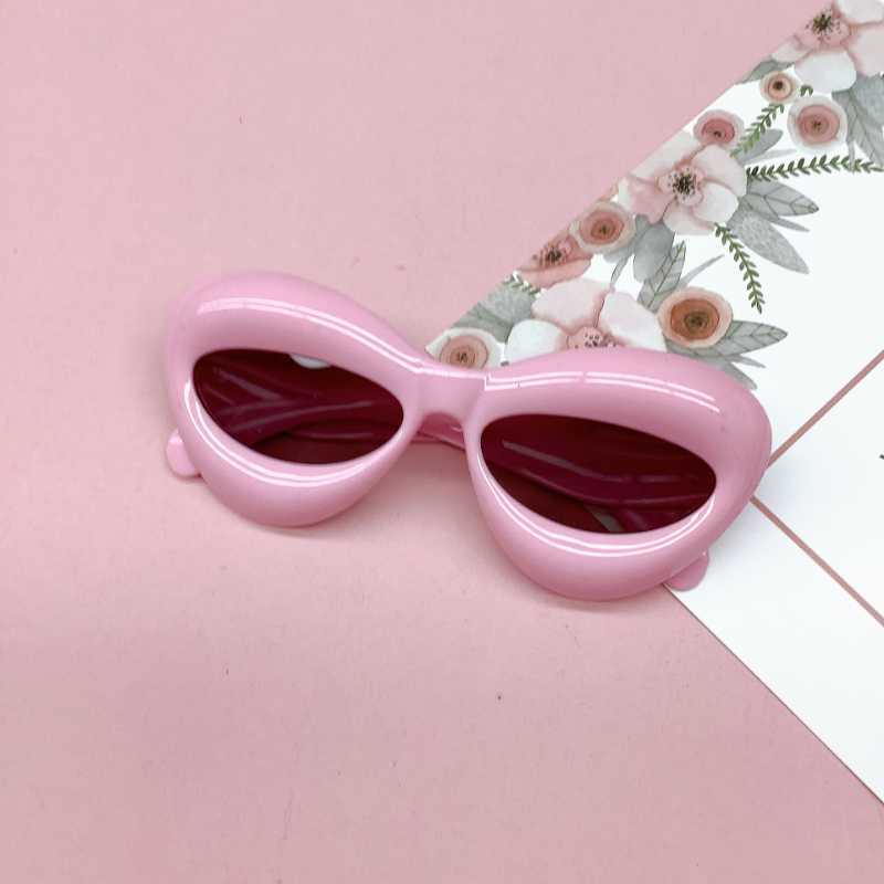 Sunglasses New Cat Eye Candy Color Kids Sunglasses Boys Fashion Brand Designer Oval Lens Shades UV400 Girls Yellow Pink Y2k Sun Glasses Z0408