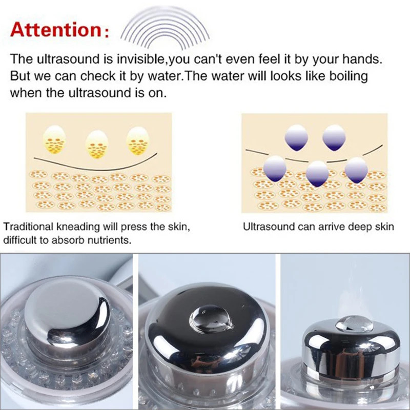 Face Care Devices 3MHz Ultrasonic 3 Colors LED Pon Massager Galvanic Ionic Therapy Face Cleaner Vibration Skin Care Ultrasound Massage 231108