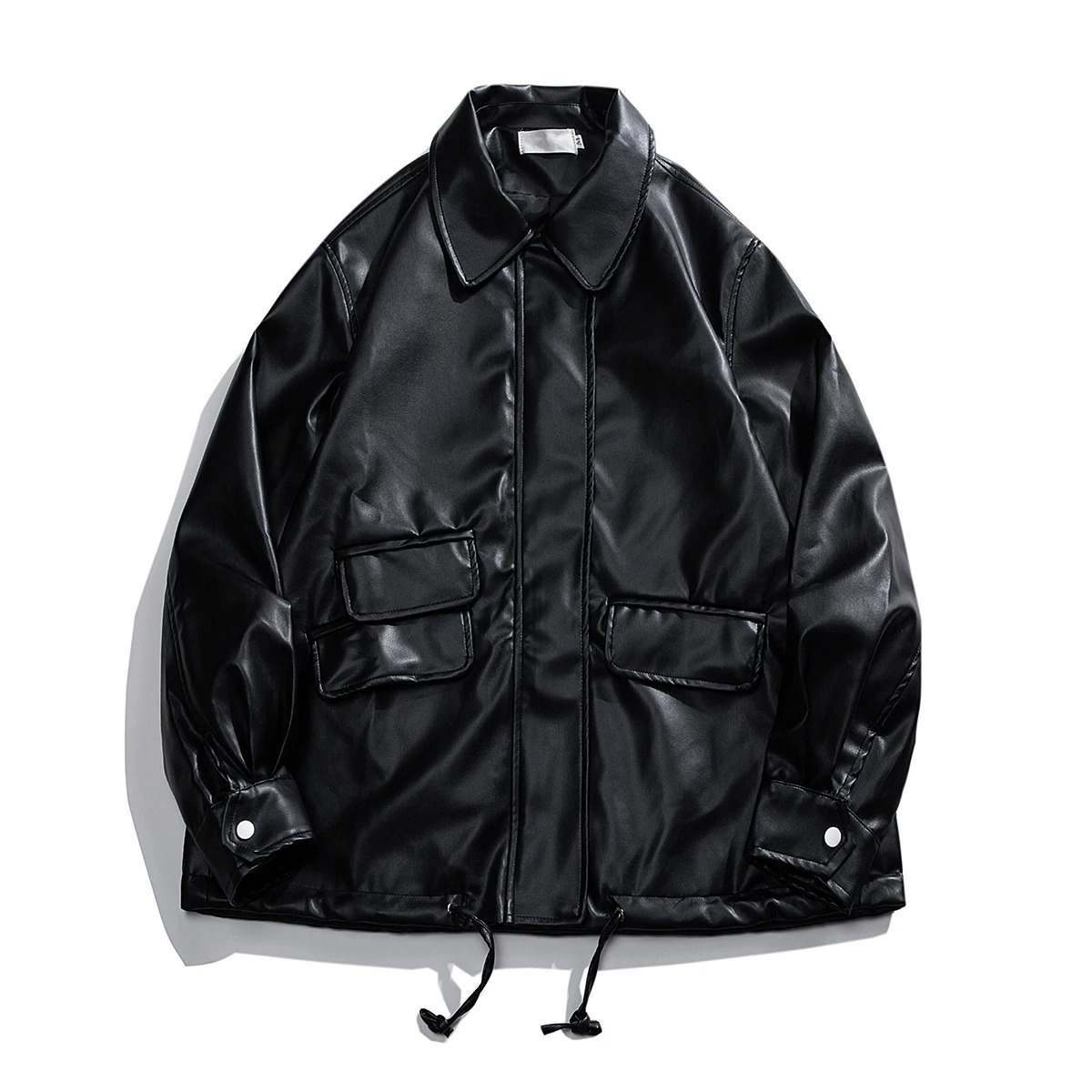 Men's Leather Faux Leather Pu Leather Jacket Men Black Faux Motorcycle Biker Suede Outerwear Fashion Bomber Jackets Mens Turn Down Collar Zipper 