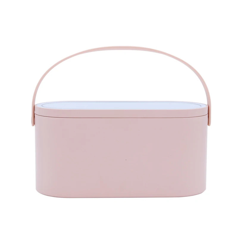 Compact Mirrors Makeup Organizer Box with LED Light Mirror Portable Travel Makeup Cosmetics Organizer Touch Light Storage Makeup Case H JOY 231109
