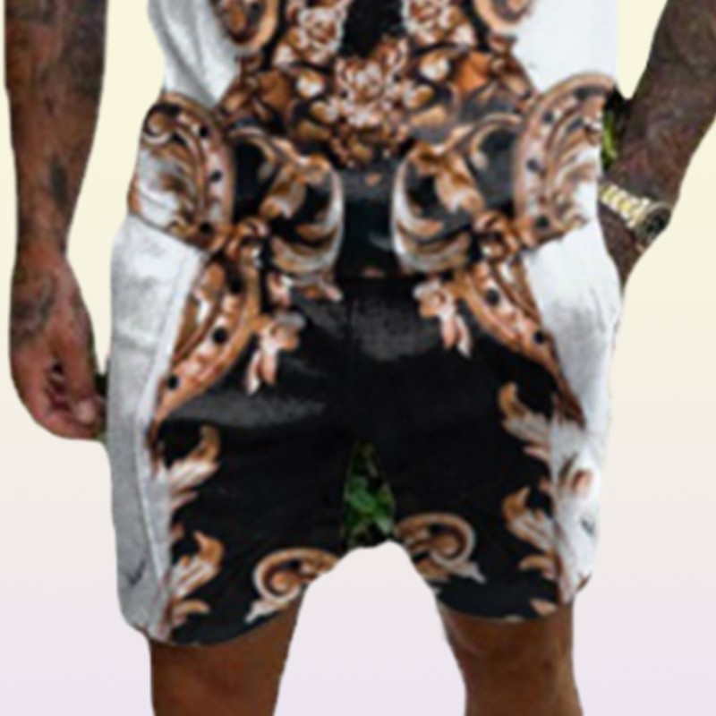 Men039s Tracksuits Tshirt loose printed shorts youth casual suits man xxl plus size blouse retro printing track suit