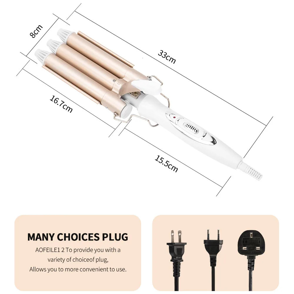 Curling Irons Professional Curling Iron Ceramic Triple Barrel Hair Styler Hair Lectric Curlers Electric Irons Curling Hair Waver Styling Tools 231109