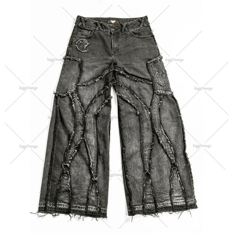 Men's Jeans Y2k Old Washed Men's Hip Hop Oversized Jeans Fashion Casual Punk Rock Loose Straight Wide Leg Pants Streetwear 231109