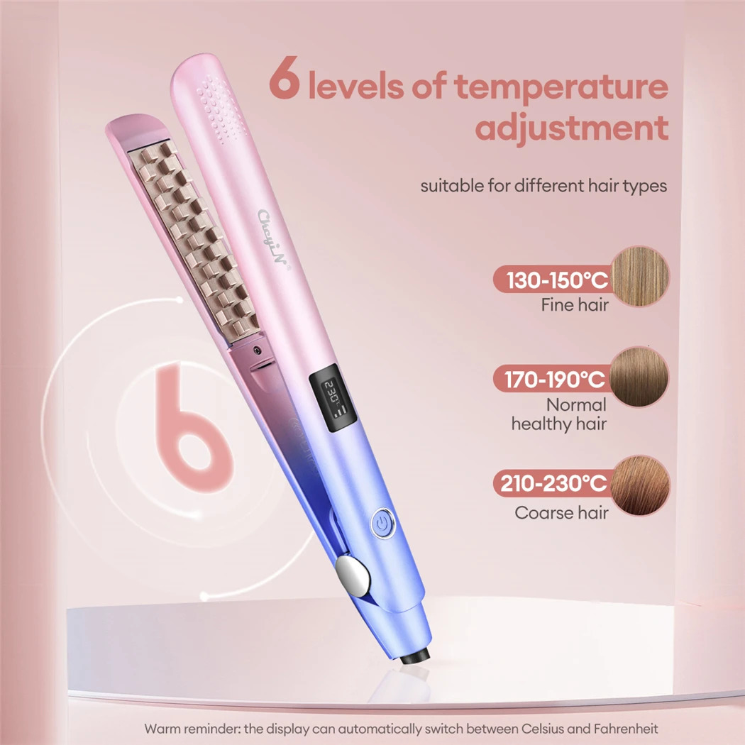 Irons CkeyiN Mini Volumizer Crimper Hair Curling Ceramic 3D Fluffy Curler Corrugated Flat Iron Fast Heating Digital Styling Tools X251027