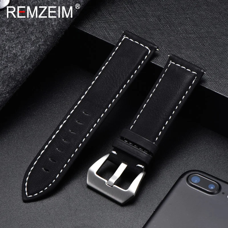 Watch Bands Genuine Leather Watchband Bracelet Black Blue Brown Vintage Matte Watch Strap For Women Men 18mm 20mm 22mm 24mm Wrist Band 231109