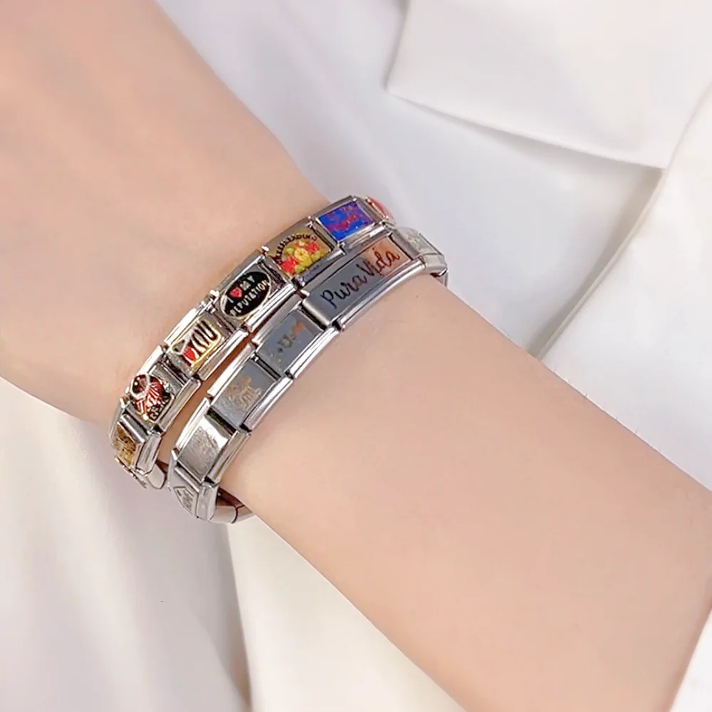 Charms Hapiship Top Top 9mm Width Original Daisy MOM Dream Love Italian Charm Bracelet Stainless Steel Jewelry Making DJ060 231109