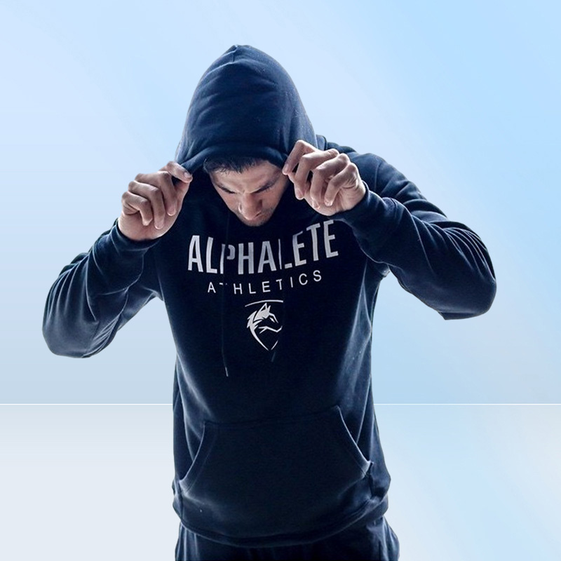 ALPHALETE Men Gyms Hoodies Gyms Fitness Bodybuilding Sweatshirt Pullover Sportswear Male Workout Hooded Jacket Clothing SH190921