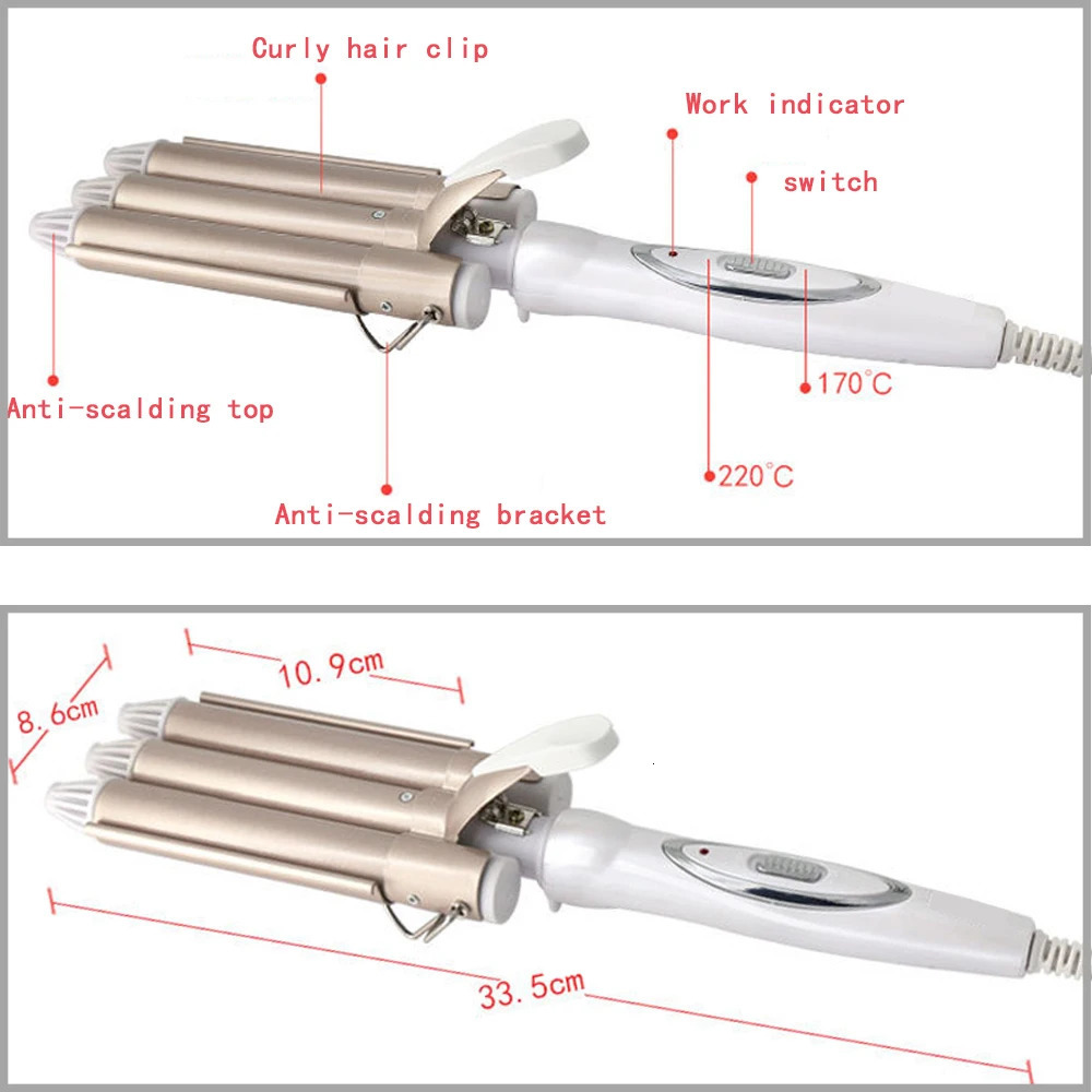 Curling Irons Curling irons Professional hair care styling tools Ceramic Triple Barrel Hair Styler hair curlers Electric Curling Hair Waver 231109