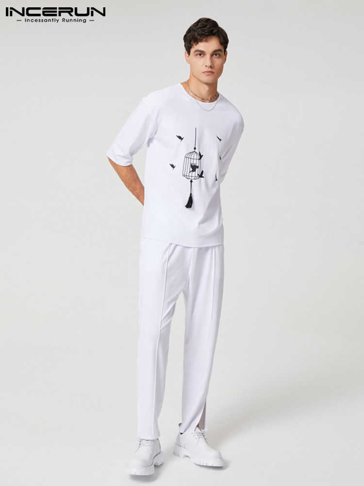 Fashion Well Fitting Men's Printed Short Sleeve Shirt Pants Suit Casual Streetwear Male Holiday Suit 2 Pieces S-5XL RUKAS 2023