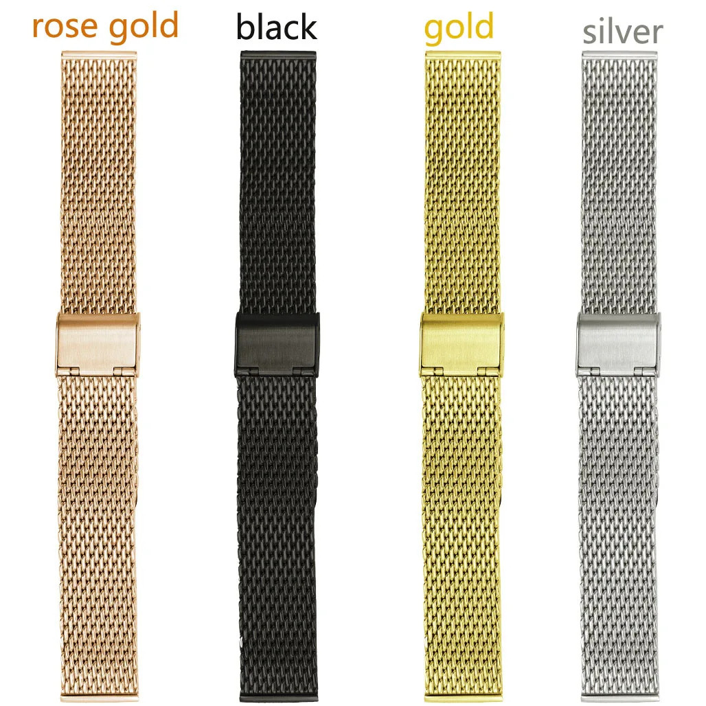 Watch Bands Replacement Watch Strap 16mm 18mm 20mm 22mm 24mm Stainless Steel ML Loop Meshed Watch Band Wrist Bracelet Fold Buckle Pins 231109