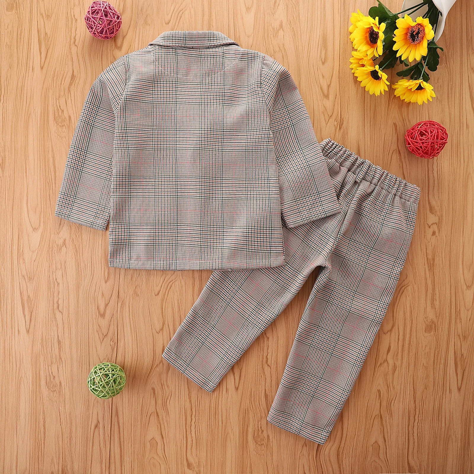 Clothing Sets FOCUSNORM Autumn Kids Girl's Clothes Sets 2pcs Fashion Plaid Printed Long Sleeve Blazer Coat Elastic Long Pants 1-6Y 231109
