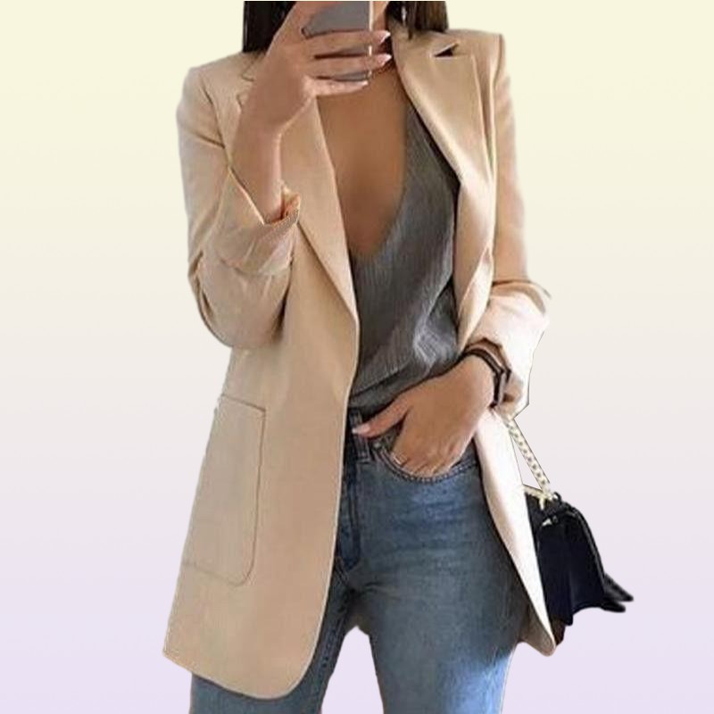 Women039s Suits Blazers Women Slim Blazer Jacket Outwear Long Sleeve Career Formal Business Coat Casual Womens Tops