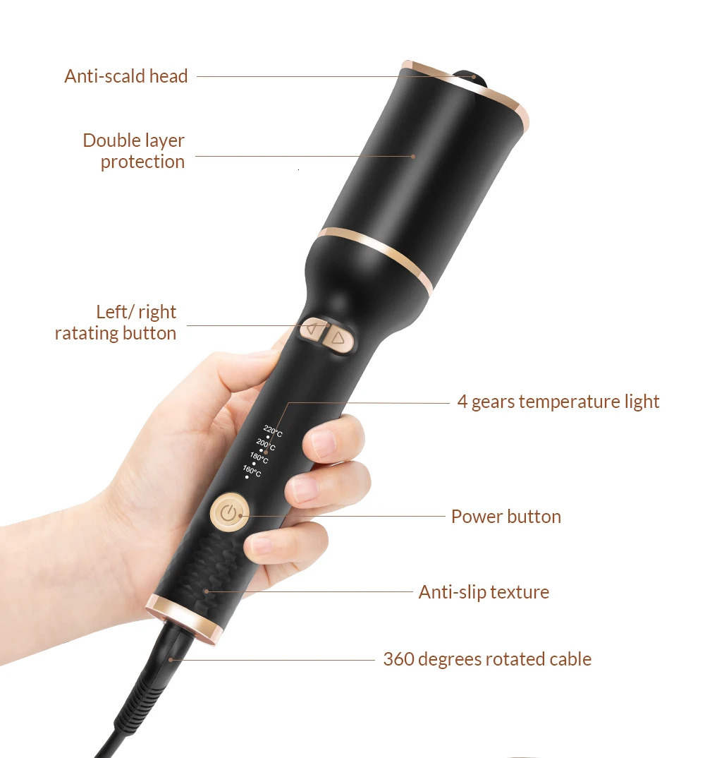 Curling Irons Auto Hair Curler Automatic Curling Iron Rotating Styling Tool Hair Iron Curling Wand Air Tourmaline Ceramic Heater Hair Waver 231109