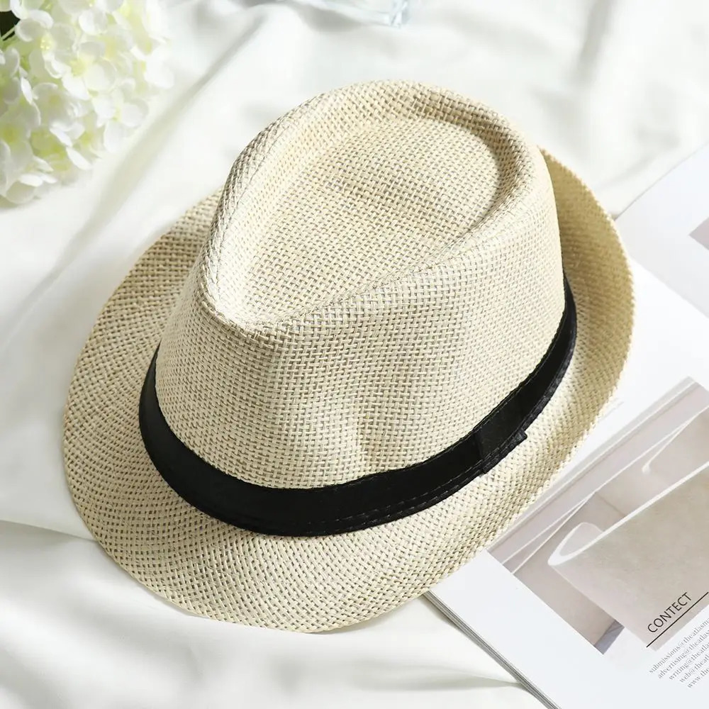 Wide Brim Hats Bucket Fashion Unisex Summer Straw Panama Cap Beach Sun Hat Jazz Dress Cowboy Fedora Gangster 231109