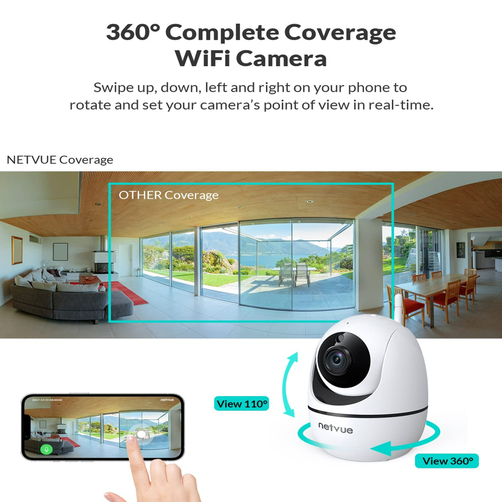 Wireless Home Smart Camera for Room WiFi 1080P Indoor Surveillance Camera Motion Detection Night Vision 2-Way Audio with Phone