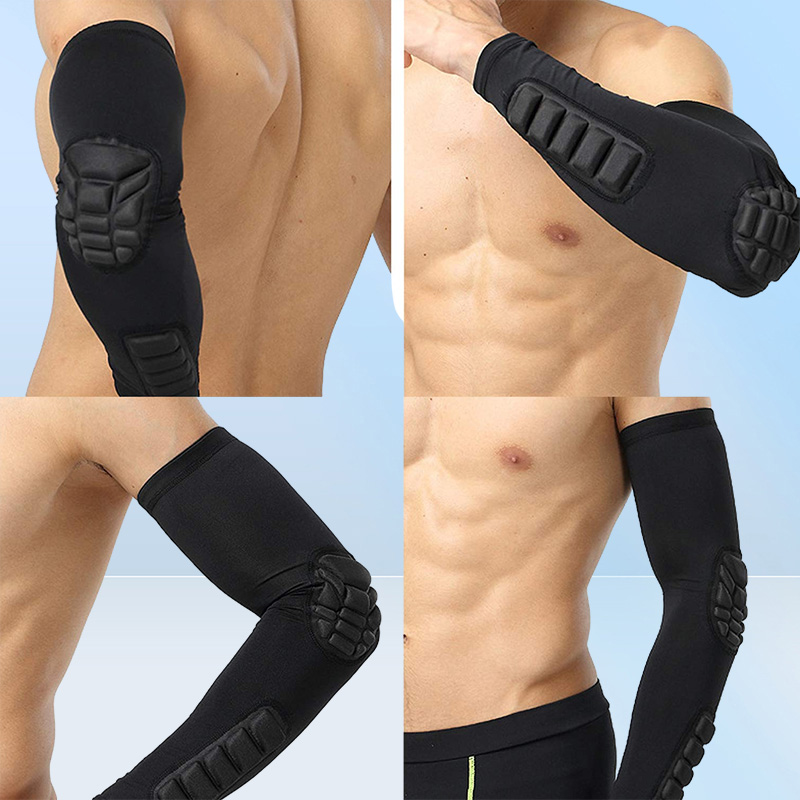2PCS Elbow Sleeve Padded Compression Arm Forearm Guard Sports Sleeves Protective Pads Support for Football Basketball Baseball Cyc