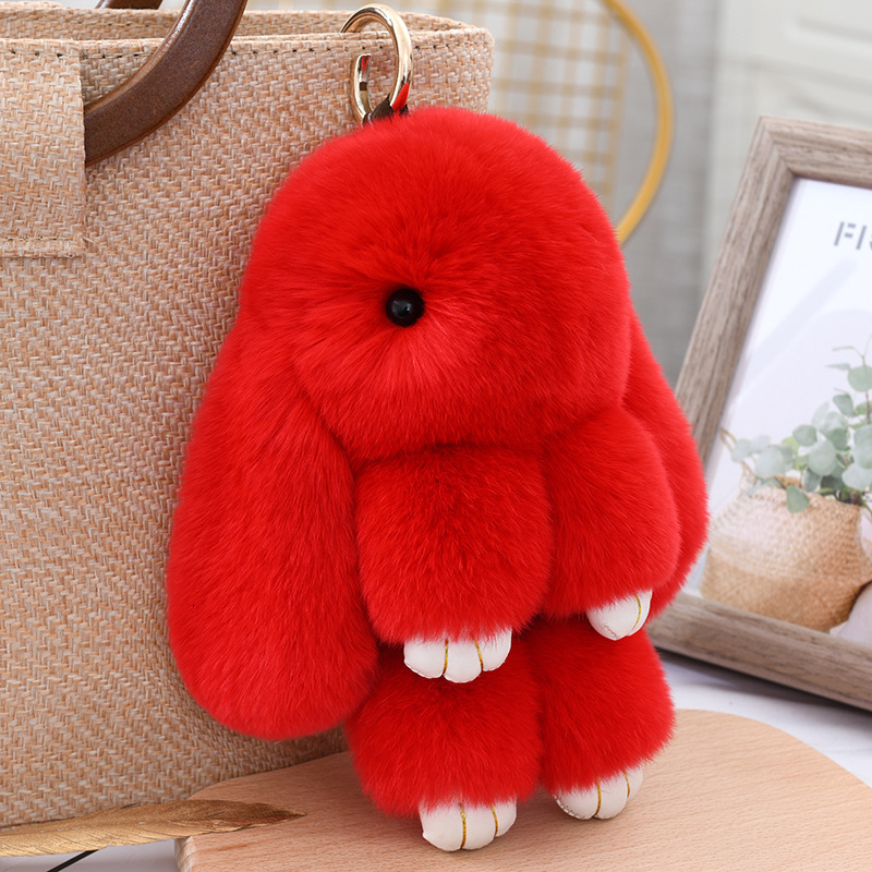 Keychains Lanyards Three Model Size 100% Natural Rex Rabbit Fur Cute Fluffy Bunny Keychain Real Fur Key Chains Bag Toys Doll Lovely Keyring Pendant 23