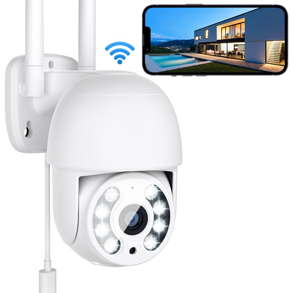 4MP Cameras Wireless Wifi 360° View Outdoor Camera with Full Color Night Vision IP65 Waterproof 2-Way Audio Home System for Indoor/O