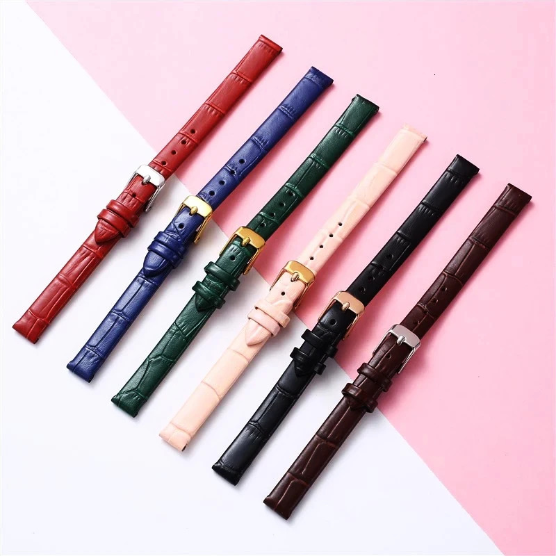 Watch Bands Real Animal Skin Leather Watch strap 8mm 10mm 12mm 14mm 16mm 18mm 20mm Cowhide Watch Band For Women Lolarose JULIUS with tools 231109