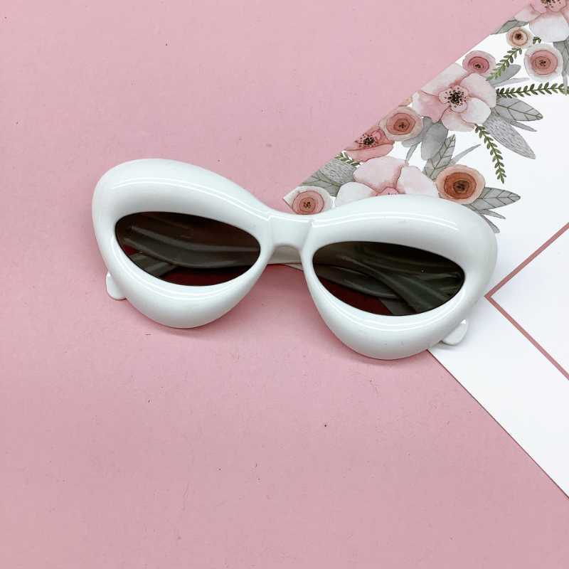 Sunglasses New Cat Eye Candy Color Kids Sunglasses Boys Fashion Brand Designer Oval Lens Shades UV400 Girls Yellow Pink Y2k Sun Glasses Z0408