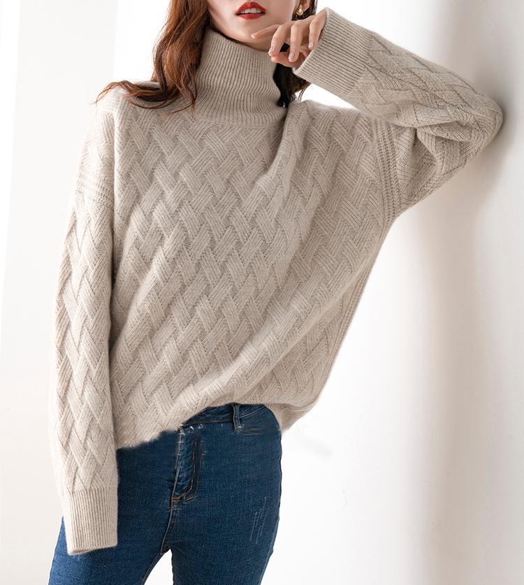 Womens Sweaters Cashmere Sweater Women Turtleneck Pure Color Knitted Pullover Loose Large Size WomenWomens