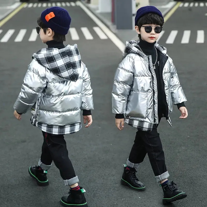 Jackets Children's Padded Jacket Boys Down Padded Jacket Kids Winter Hooded Jacket Teenage Boys Thick Coat 231109