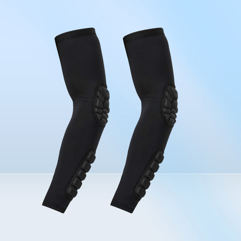 2PCS Elbow Sleeve Padded Compression Arm Forearm Guard Sports Sleeves Protective Pads Support for Football Basketball Baseball Cyc